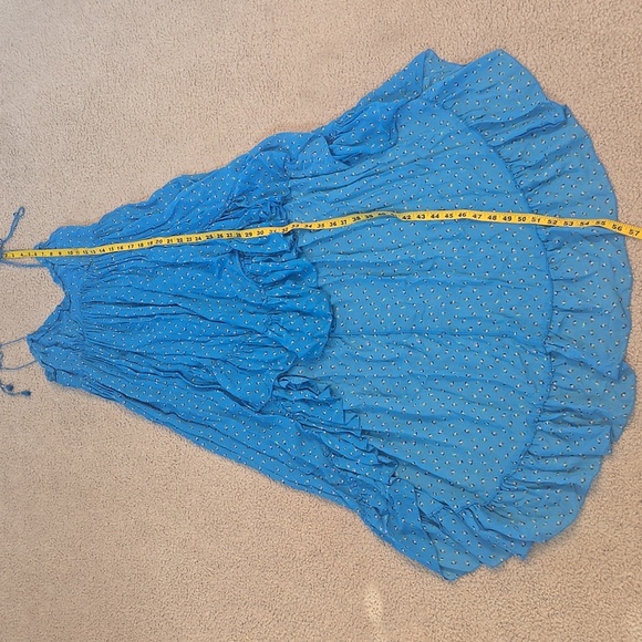 Karina Grimaldi Blue Floral High Low Spaghetti Strap Dress Size Medium - Picture 11 of 13